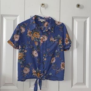 Blue bottom up blouse